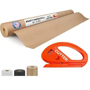 Brown Paper Roll 36" x 1800" (150 feet) with Cutter - Kraft Paper Roll 50lb Thickness - Heavy-Duty Natural Wrapping Paper for Packing, Moving, Shipping and Crafts - 100%