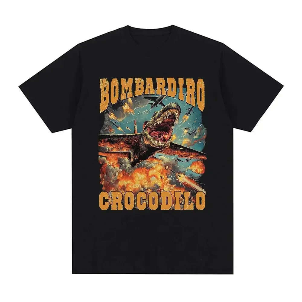 Bombardiro Crocodilo Funny Crocodile Plane Bomber Meme Graphic T-Shirt Women Clothing Casual Short Sleeve T Shirts  Unisex