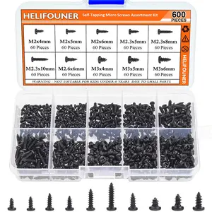 600 Pieces M2 M2.3 M2.6 M3 Phillips Micro Laptop Repair Screws, Computer Pan Head Self-Tapping Screws, Electronic Mini Screws HELIFOUNER