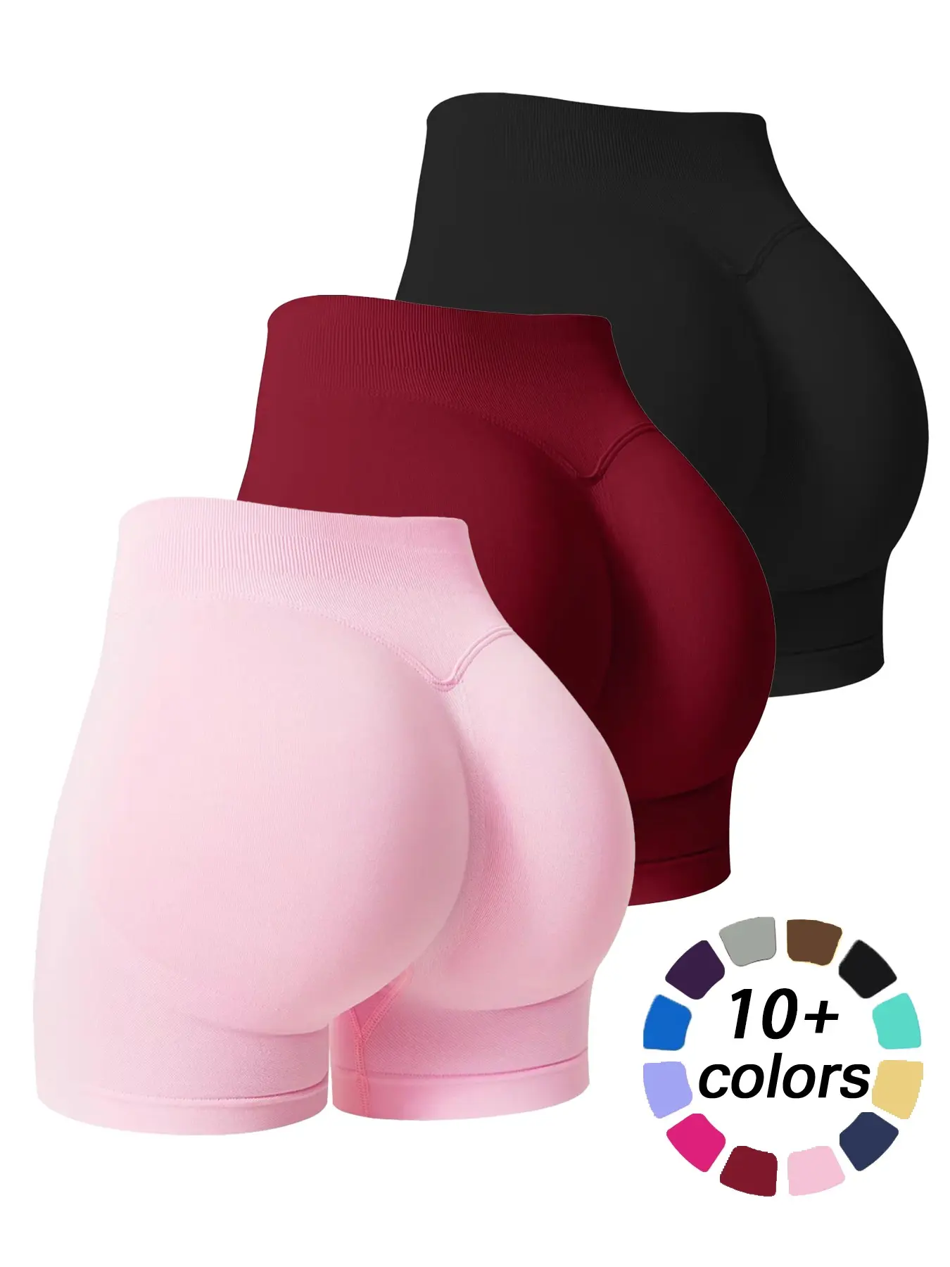 Women's Solid Color High Waist Sports Shorts, Casual Comfy Breathable Seamless Gym Workout Short Leggings, Ladies Sportswear for All Seasons, High Stretch Shorts, Athletic Training Shorts, Yoga Workout Shorts, High Waisted Shorts