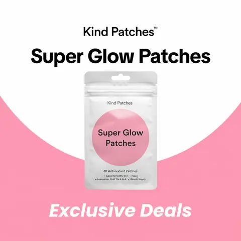 Kind Patches: Super Glow Patches, 30 Antioxidant Patches, Glow & Smooth Support, Fresh & Radiant Look, Skin Renewal Support, Vegan, 1 Month Pack