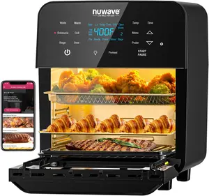Air Fryer Rotisserie Oven, X-Large Family Size, Powerful 1800W, 4 Rack Positions, 50°-425°F Temp Controls, 100 Presets & 50 Memory, Integrated Smart Thermometer, Linear T Technology