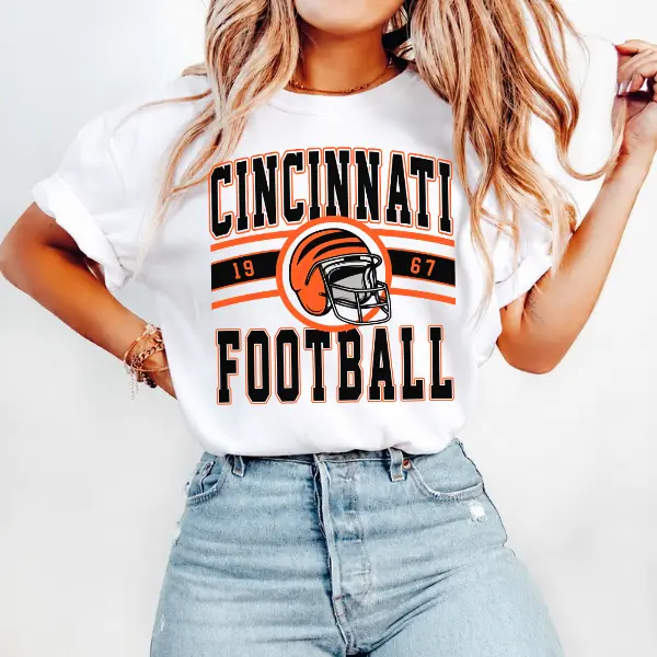 [Comfort Color 1717] Vintage Cincinnati Football Crewneck Comfort Color T-Shirt, Retro Cincinnati Shirt, Bengals Shirt, Cincinnati Fan Gift