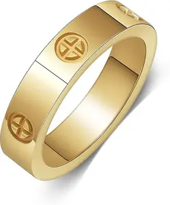 Classic Cross Design Unisex Ring, Wedding Ring, Stainless Steel Material, Elegant Craftsmanship, Luxury Fashion Accessory, Suitable for Daily Wear & Special Occasions, Elegant Fashion Rings
