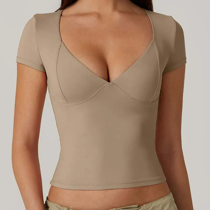V Neck Tank-Rose Taupe