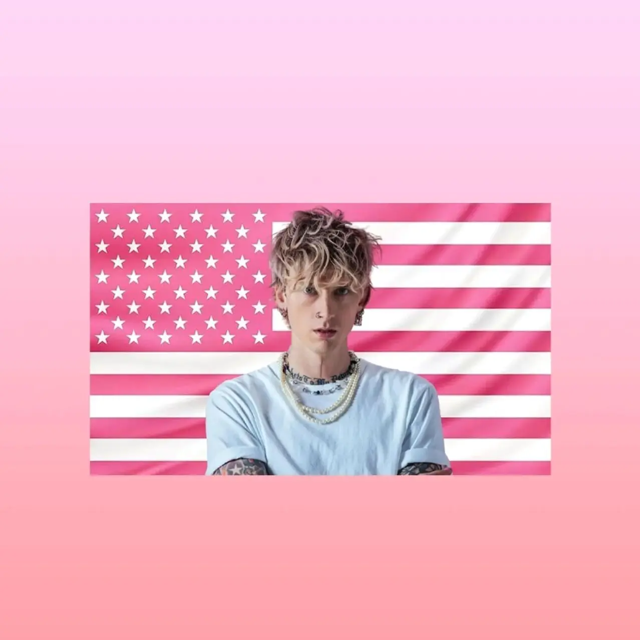 Machine Gun Kelly Pink American Flag Tapestry – Rapper Wall Art | Rock Star Fan Decor | Aesthetic Pink Flag | Music Lover Gift Lightweight Indoor Wall Art