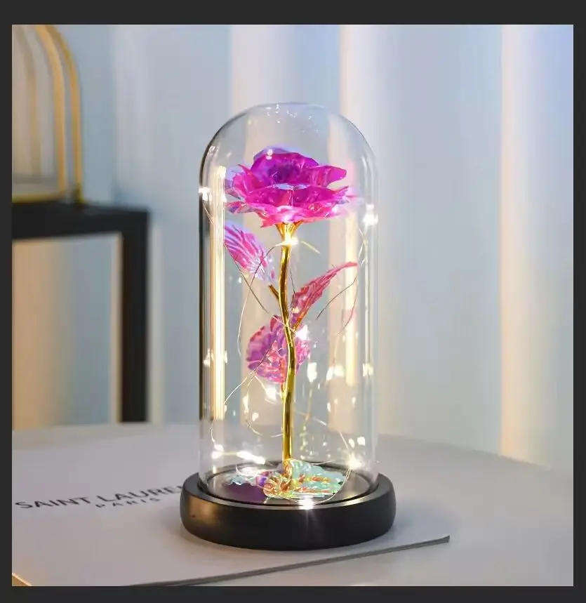 Eternal Galaxy Light Rose Birthday Gift for Her Mother's Christmas Commemorative Rose Gift A Rose for Her Dome Valentine's Gift Includes LED Lighting