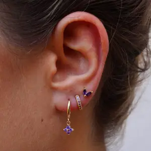 Women's Floral Clover Stacked Earrings Set Daith Earrings