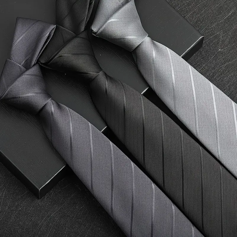 3-piece set - 3.15inch 1200 stitches black and gray diagonal striped men's ties, clothing accessories, high-quality business men's ties suitable for work, weddings, formal occasions, easy to match, excellent gift