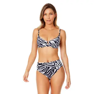 Women's Zebra Shadow V Wire Underwire Bikini Swim Top