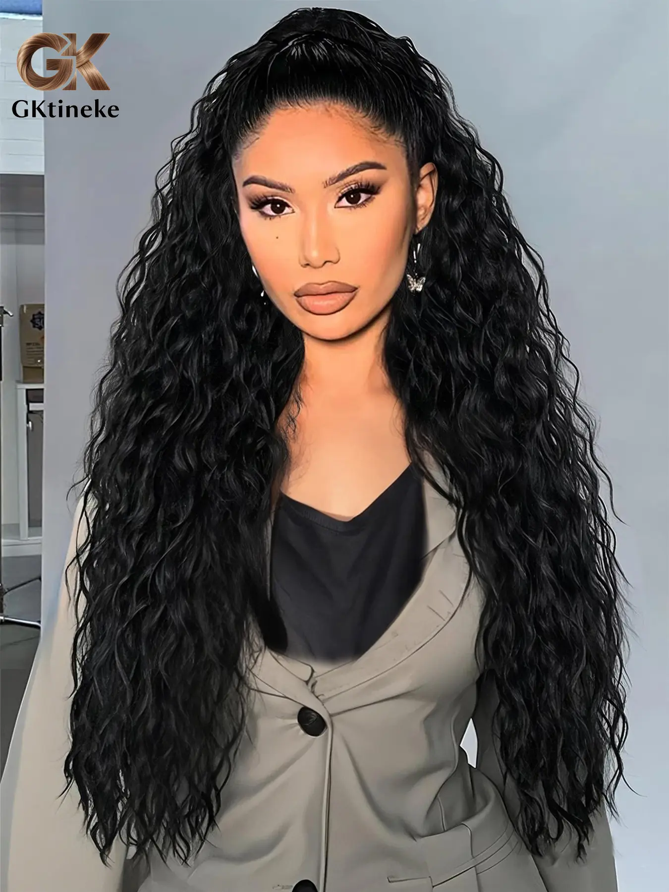 Gktineke 2-IN-1 Ponytail 30 Inch Long Curly Wavy Drawstring Ponytail,  Christmas Synthetic Heat Resistant Hair Extensions, Basic Style for Women, Heat Resistant Hairpiece, High Temperature Fiber, Natural Look