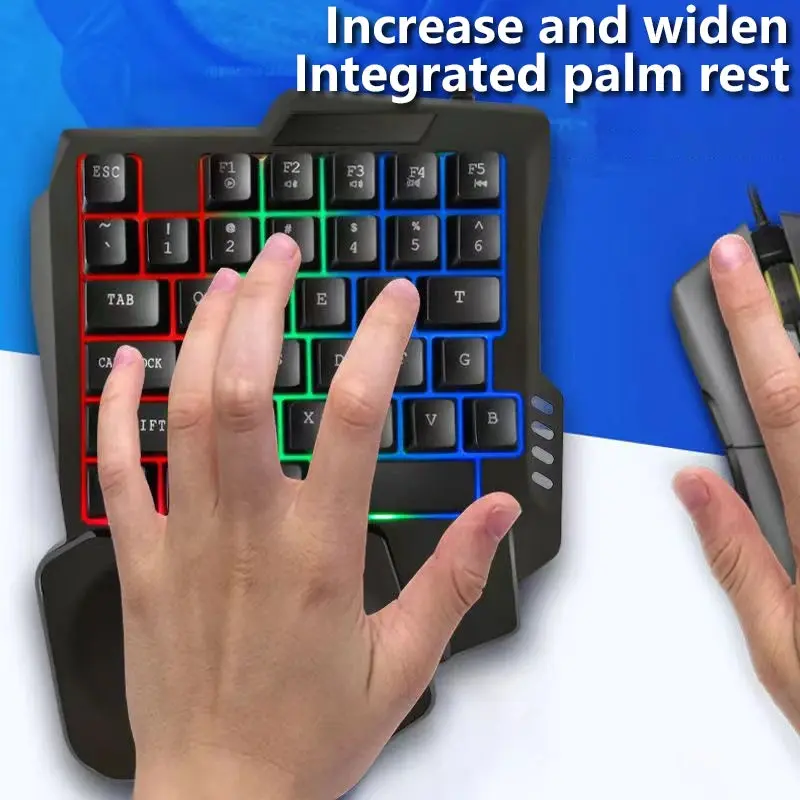 RGB One-Hand Mechanical Gaming Keypad, 35 Keys, Wired USB