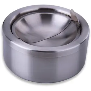 Outdoor ashtray with lid flip top stainless steel ash tray metal windproof cigarette ashtrays for indoor or outdoor use desktop ashtray office patio home decor