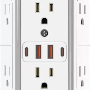 Outlet Extender Surge Protector - 6 Outlet Splitter with 4 USB Ports (2 USB C), Multiple Plug Expander Wall Charger, 3 Sided Multi Plug Wall Adapter Power Strip for Home Office Kitchen Travel