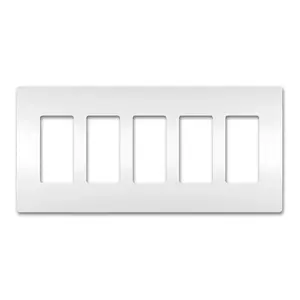 Legrand RWP265W radiant Standard 5-Gang Decora Screwless Wall Plate, White