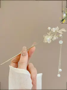 Elegant Traditional Hairpin Wholesale, Orchid Flower Hairpin, Bell Drop Fringe Hair Accessory, High-End U-Shaped Hairpin Decor, Flower Hair Pins, Decorative Hair Pins
