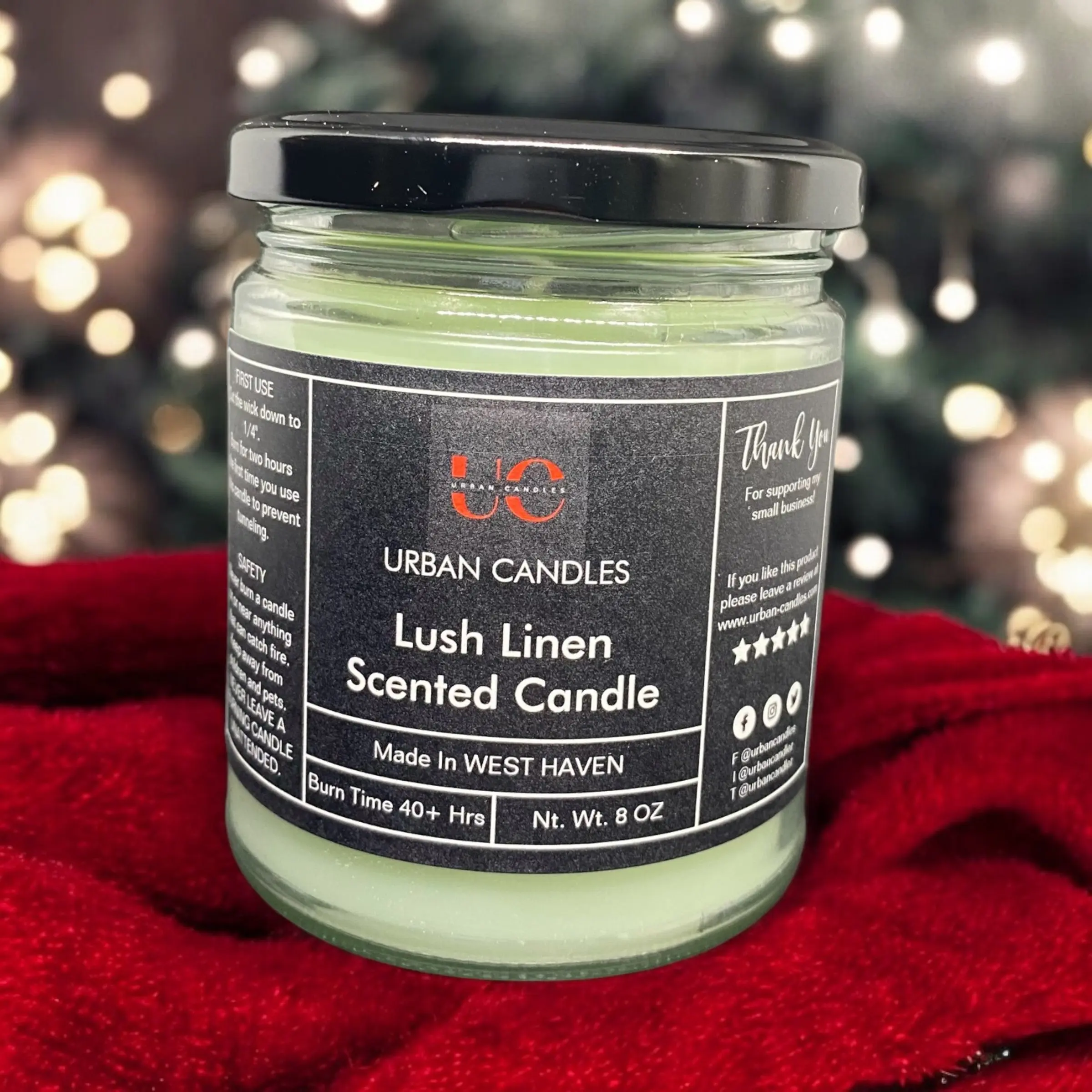 Lush Linen Scented Candle - Fresh Cotton 8 oz