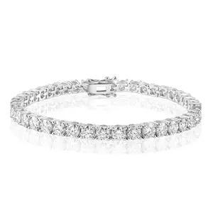 Rhodium-Plated 925 Sterling Silver 3mm Moissanite Tennis Bracelet