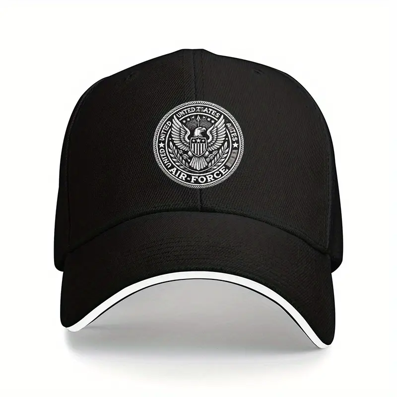 U.S. Air Force Veteran Classic Dad Hat, Unisex Retro Washed Cotton Denim Cap for Adults, Breathable with Adjustable Buckle, Black Cap, Casual Sports Hat, Adjustable Fit Hat, Curved Brim