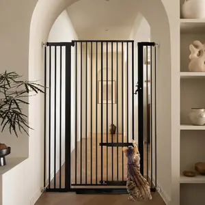PAWGIANT 55.1"Extra Tall Cat Gate, Fits Openings 29.5-40.6" Extra Wide, with Adjustable Cat Door, Auto Close Extra Wide Dog Gate for House, for Doorways & Bottom of Stairs, Pressure Mount Safety Gate for Babies, Toddlers & Pets, Tested & Safe, Baby Gate