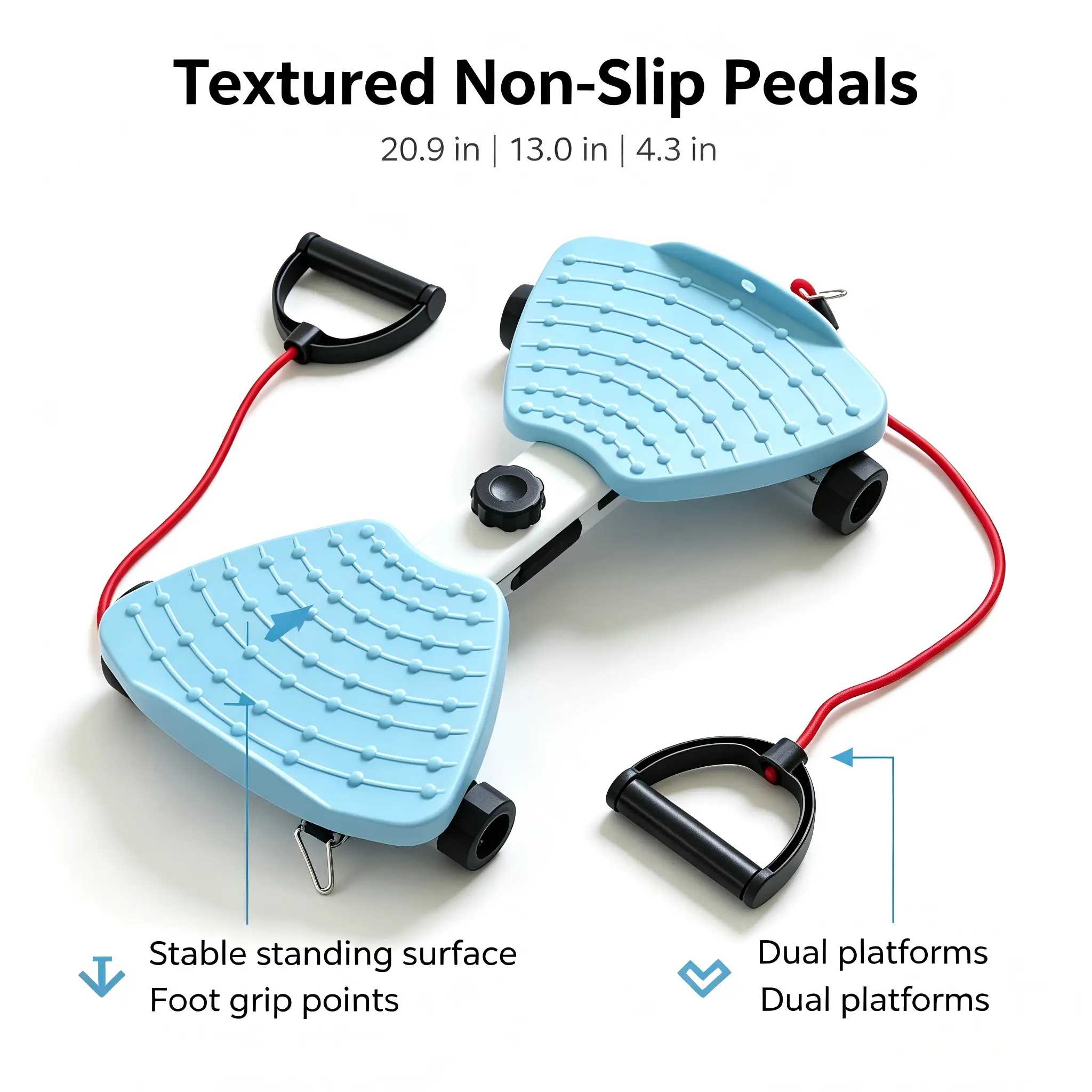 Unisex Home Swivel Exercise Plate - Functional Solid Textured 2-Discs Trainer with Integrated Tension Cords, Adjustable Resistance, Efficient Storage, Light Blue for Living Room Adults (Fan Plates Compatible)