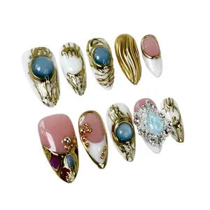 Hailey's almond shape royal type luxury handmade arylic handmade press on nails