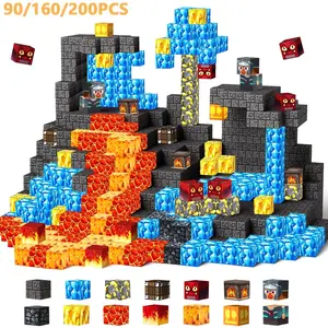 Lava Adventure Themed Magnetic Cubes DIY Puzzle Toy, Kids Early Development Learning Kit to Boost Imagination, Top Recommended Gift for Holiday & Birthday Celebrations, Magnetic Building Set, Creative Magnetic Blocks, Magnetic Blocks