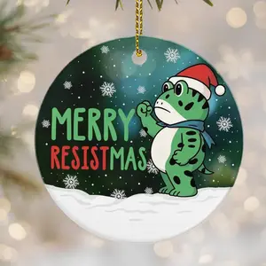 Funny Frog Merry Resistmas Snow Festive Decor Ornament Fall Decor Tree Ornament Unique Halloween Holiday Gift For Family Friend  Bestie