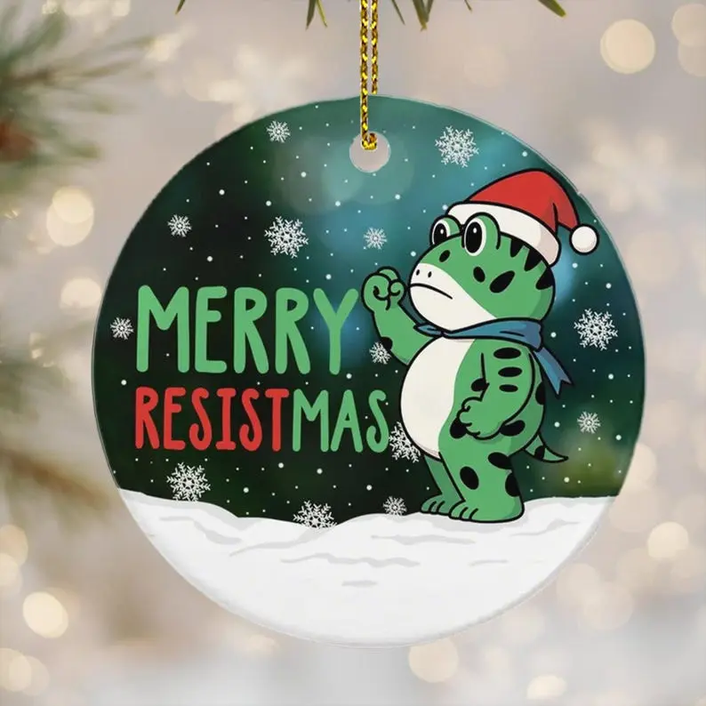 Funny Frog Merry Resistmas Snow Festive Decor Ornament Fall Decor Tree Ornament Unique Halloween Holiday Gift For Family Friend  Bestie
