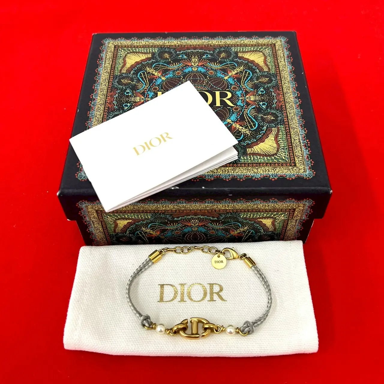 Pre-owned Dior Gold-plated Small Leather Goods Christian Pearl Bracelet