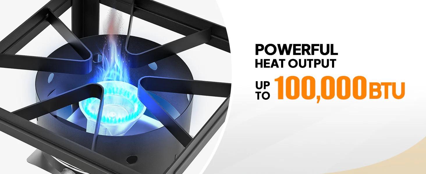 [TOP RATED - FLASH SALE] ROVSUN 1-Burner 100000 BTU Camping Propane Stove with Foldable Side Shelf