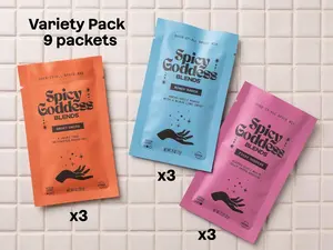 Spicy Goddess Blends Variety Pack  -9 packets-  A spicy take on American classics: Smoky Onion, Rowdy Ranch, Fiery Goddess.  Our blends add instant flavor and spice without sugar, fillers, or junk. Try it as dip, dressing, or on protein!