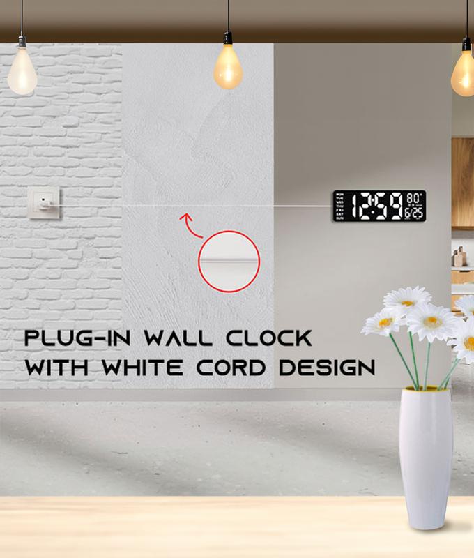 EASYERA 16.5"&12" Large 2 in 1 Digital Wall Clock with Remote Control, RGB Atmosphere Lights with 11 Scenes Mode, Dual Alarms with BIG LED Display, Teacher Classroom, Office, GameRoom, LivingRoom, Auto Dst Adjustment Timer Clock for ADHD, Christmas Gift