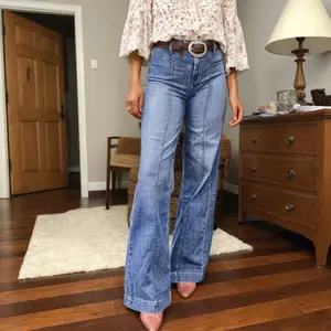 Dear-Lover Women's Blue High Rise Tailored Center Seam Detail Loose Straight Leg Jeans Denim Bottom Streetwear Trouser Basic Pants for Everyday Wear - Womenswear