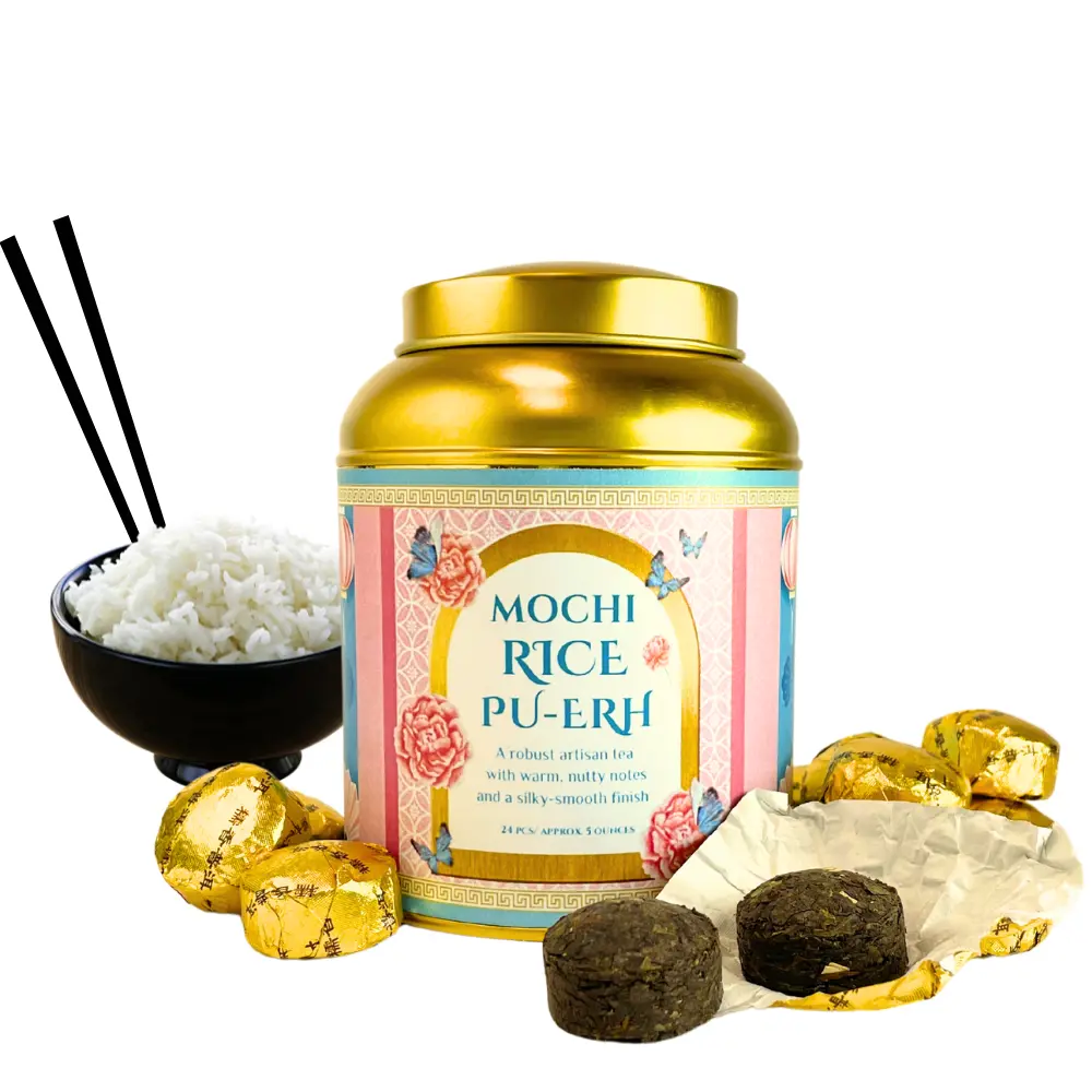 Rich Probiotic  Mochi Rice Pu-erh Tea Cake -  Gut Health - Chinese After Meal Loose Tea - Aids Digestive Health