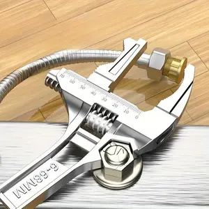 Short Handle Adjustable Monkey Wrench, Large Opening Design, Multifunctional Hand Tool for Plumbing Repair, DIY and Home Improvement