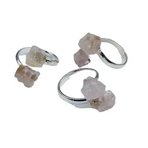 (set of 3) adjustable Rose Quartz rings