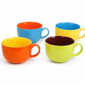4pcs Colorful Ceramic Coffee Cups Set with Handles Solid Color Modern Mug for Coffee Milk Tea Home Kitchen Daily Use