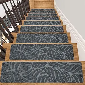 Self-Adhesive Anti-Slip Stair Treads, 76x20cm Classic Print Soft Cloth Mats for Indoor Use, Home Improvement Staircase Decoration (Nordic Style)