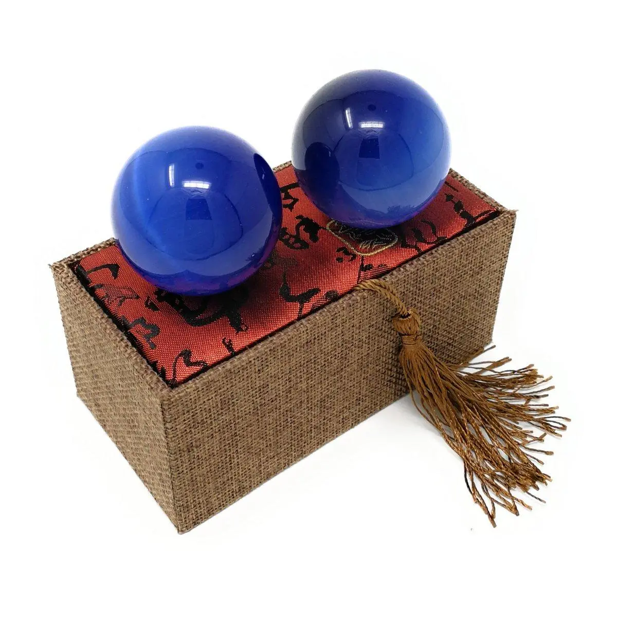 Smooth Baoding Balls Gift Set - 2 Artificial Tiger's Eye Gemstone Manual Massage Balls (1.75 in) for Hand Exercise, Stress Relief - Father's Day Gifts, Body Care Manual Massage Tool, Meridians, Rheumatism, Calligraphy, Dexterity Aid