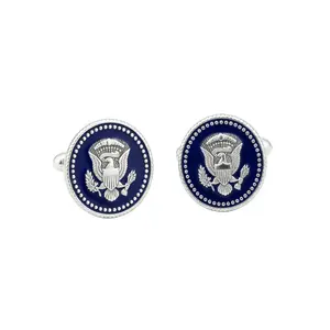 Presidential Barack Obama Silver Cufflinks For Men, Presidential Seal Eagle Cuff Links, Luxury Formal Wedding Business Executive Cufflinks, Patriotic Collectible Gift For Husband, Groom, Groomsmen, Mens Jewelry Accessories USA Presidential Gift Set