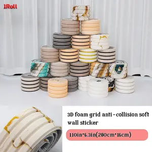 One piece of 3D foam grid anti-collision soft wall sticker, 11mm soft high-density self-adhesive wall panel, easy to cut and install, suitable for bedrooms, offices, headboards, decorative walls, and home decoration, Marble pattern wallpaper