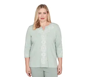 Alfred Dunner Classic Fit Soft Embroidered Pattern Top
