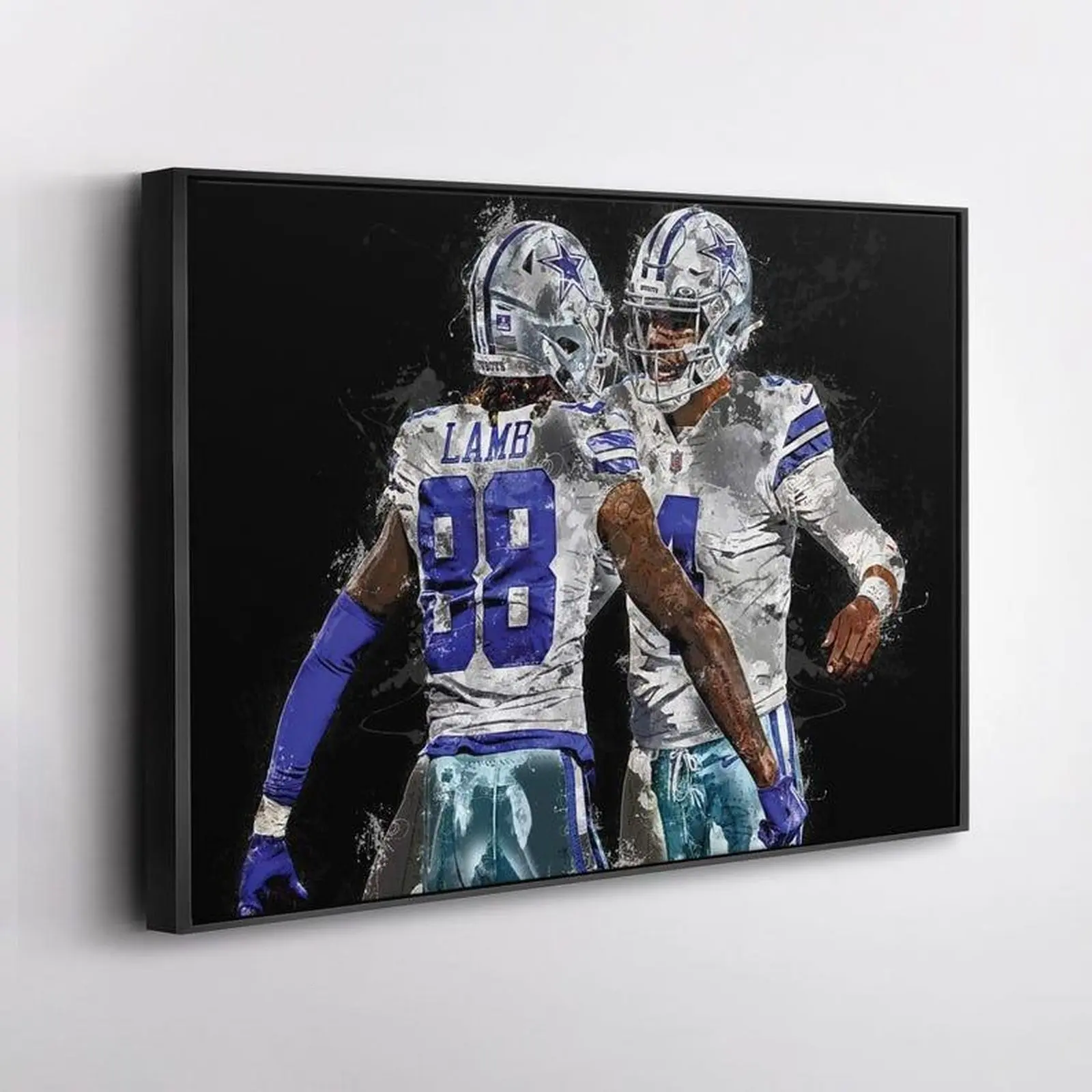 CeeDee Lamb & Dak Prescott Dallas Cowboys Print ? NFL Wall Art, Framed Football Poster, Gift for Cowboys Fans ( Unframed - Print Only ) (No Frame)