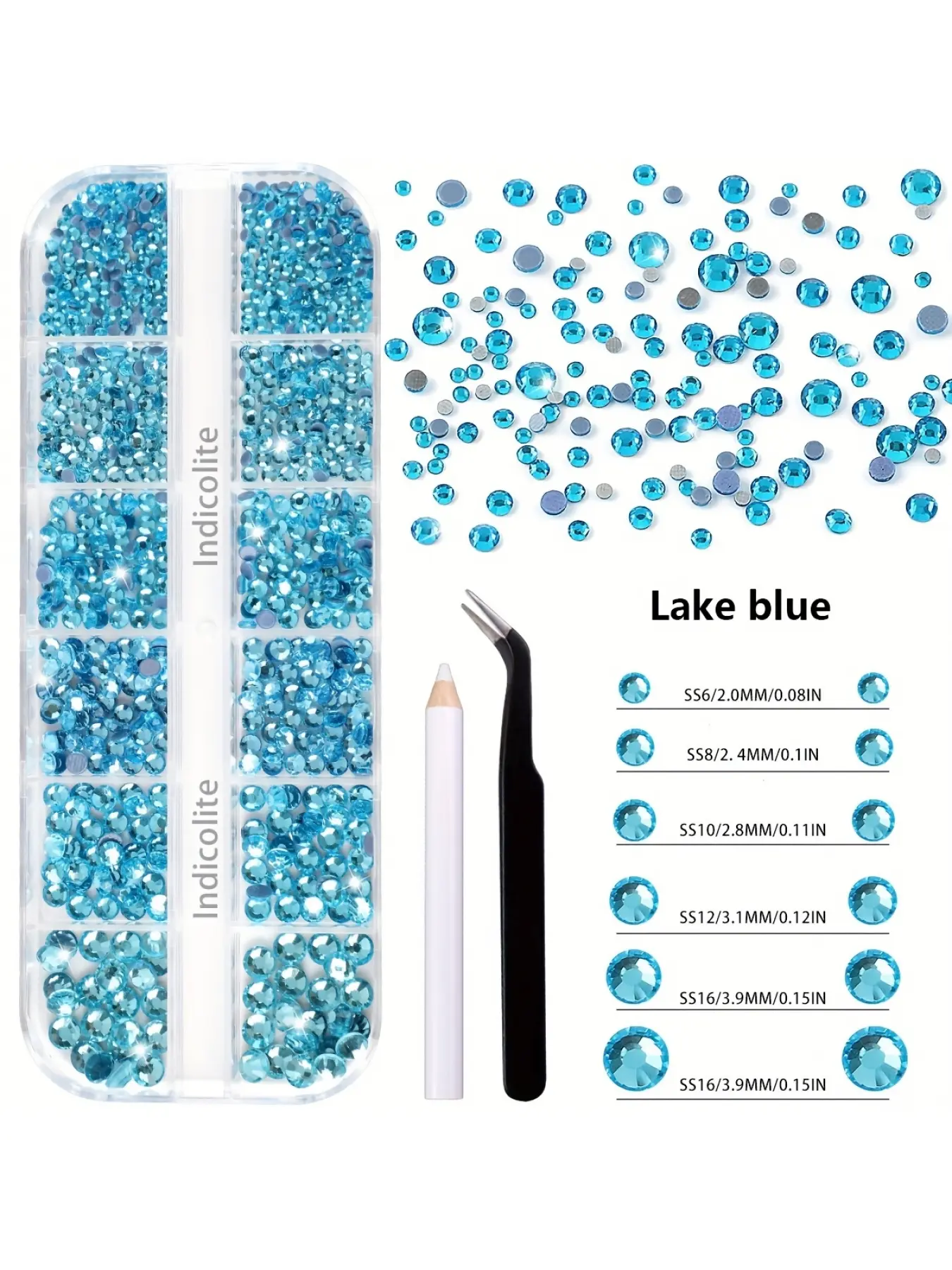 1122Pcs 12Grid Hotfix Glass Flat Back Rhinestones Set DIY Bedazzling Rhinestones Kit DIY Decor for Clothes Bags Shoes Tools Included