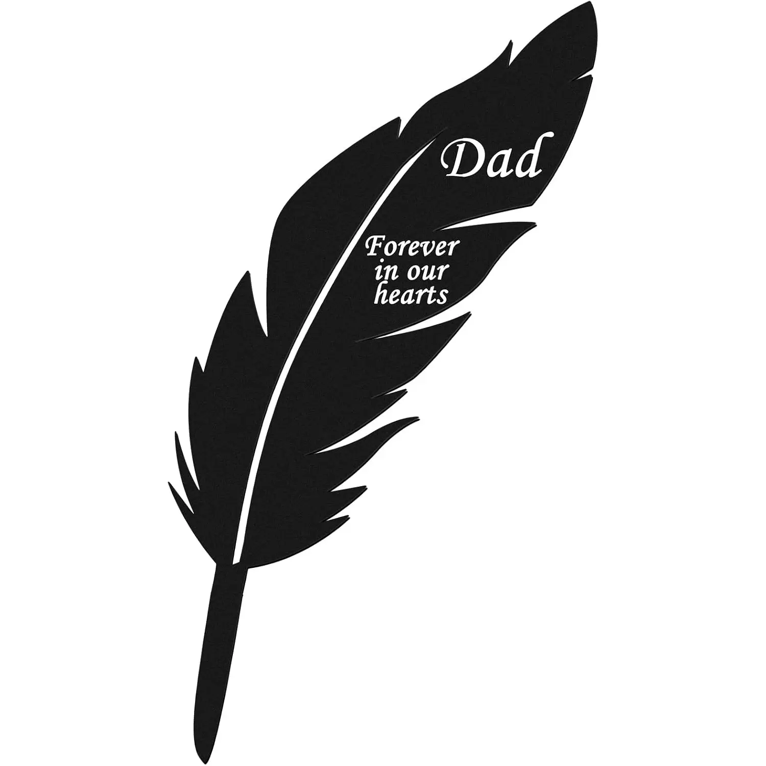 Dad Memorial Stakes Feather Grave Marker Engraved with 'Forever in Our Hearts' Waterproof Cemetery Plaques Decoration for Outdoor Garden Yard Remembrance, 13.19 x 3.35 x 0.04 Inch