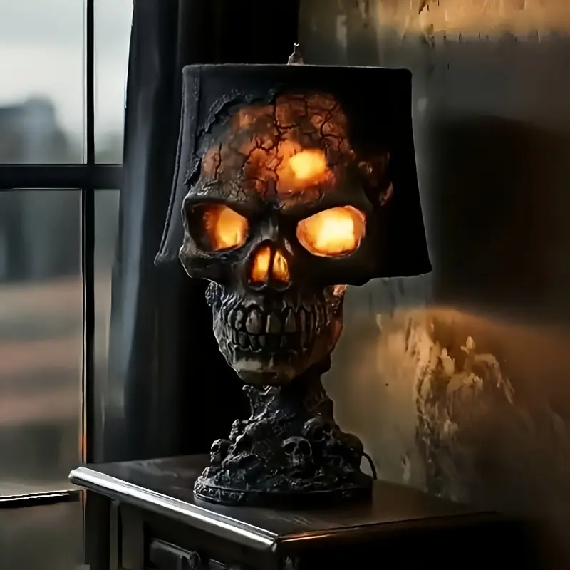 Halloween Lava Skull Lamp – Handmade Volcanic Rock LED Night Light, Spooky Skull Decor for Home, Party &, Creates Mysterious Glowing Atmosphere, Mood Lighting Gift