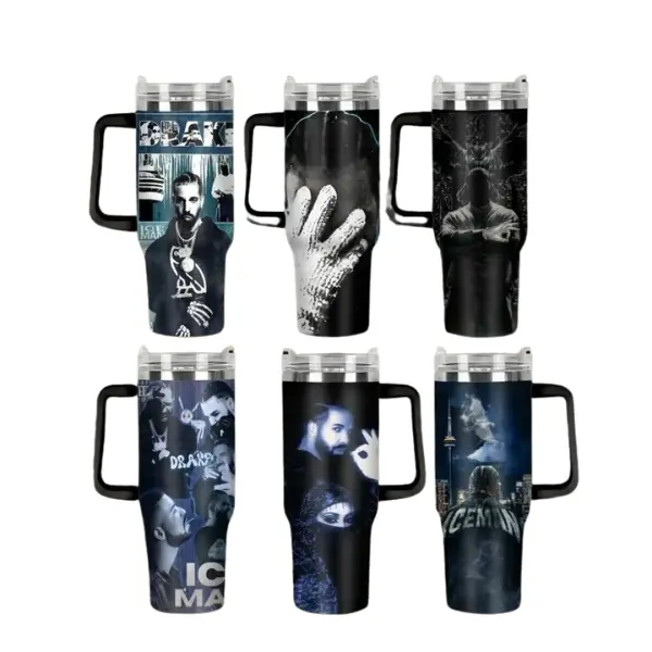 [Collection] - Drake ICEMAN Album 2026 40oz Tumbler High-Quality Insulated Tumbler V2, Drake Hip Hop Music Album Theme Tumbler With Handle, Drizzy Fan Gift Tumbler, Leakproof Travel Mug.
