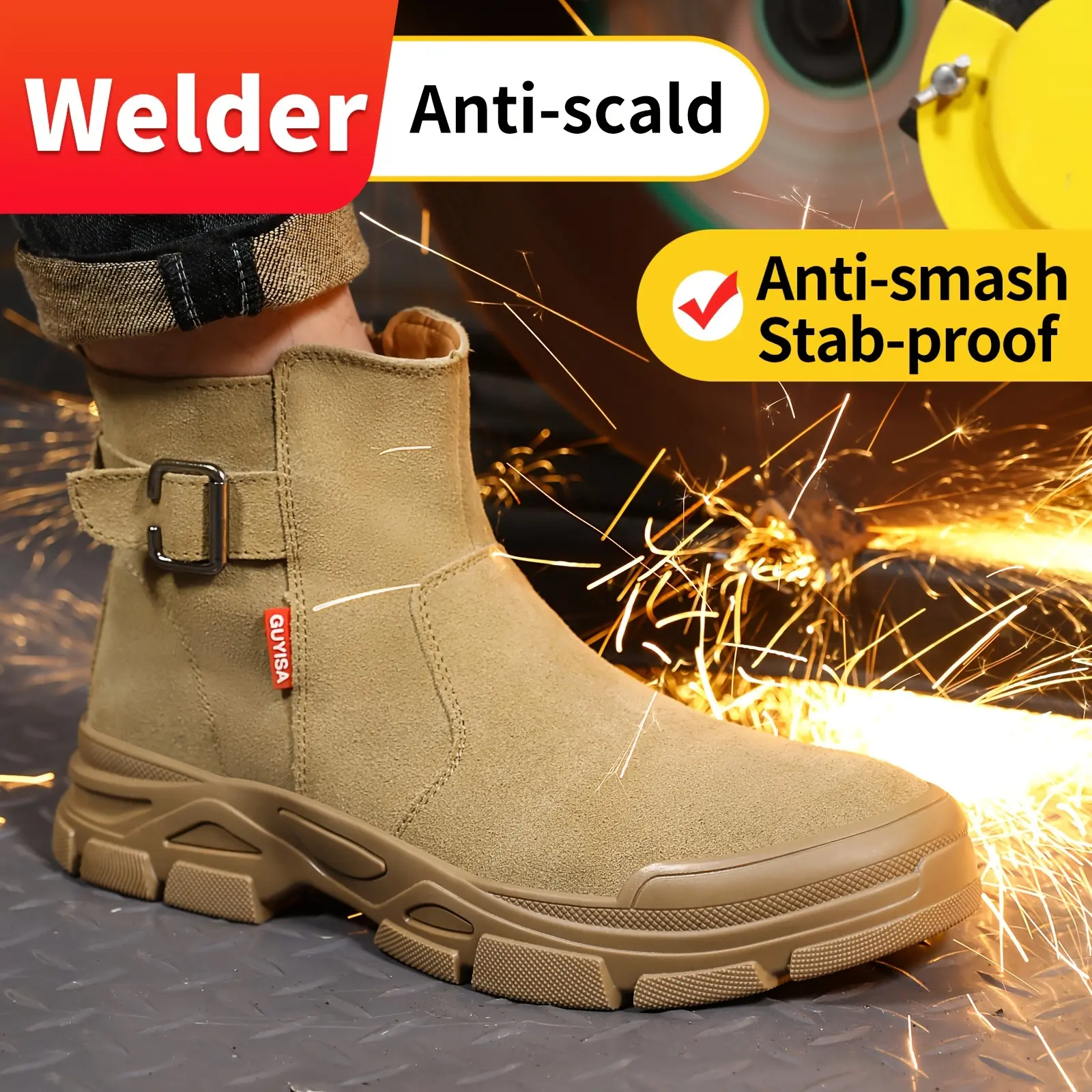 Men's for Welders Steel Toe Shoes, Heat-Proof, Fireproof, High Temperature Resistant, Puncture-Resistant, Soft and Comfortable, Light and Tasteless, Wear-Resistant Safety Shoes