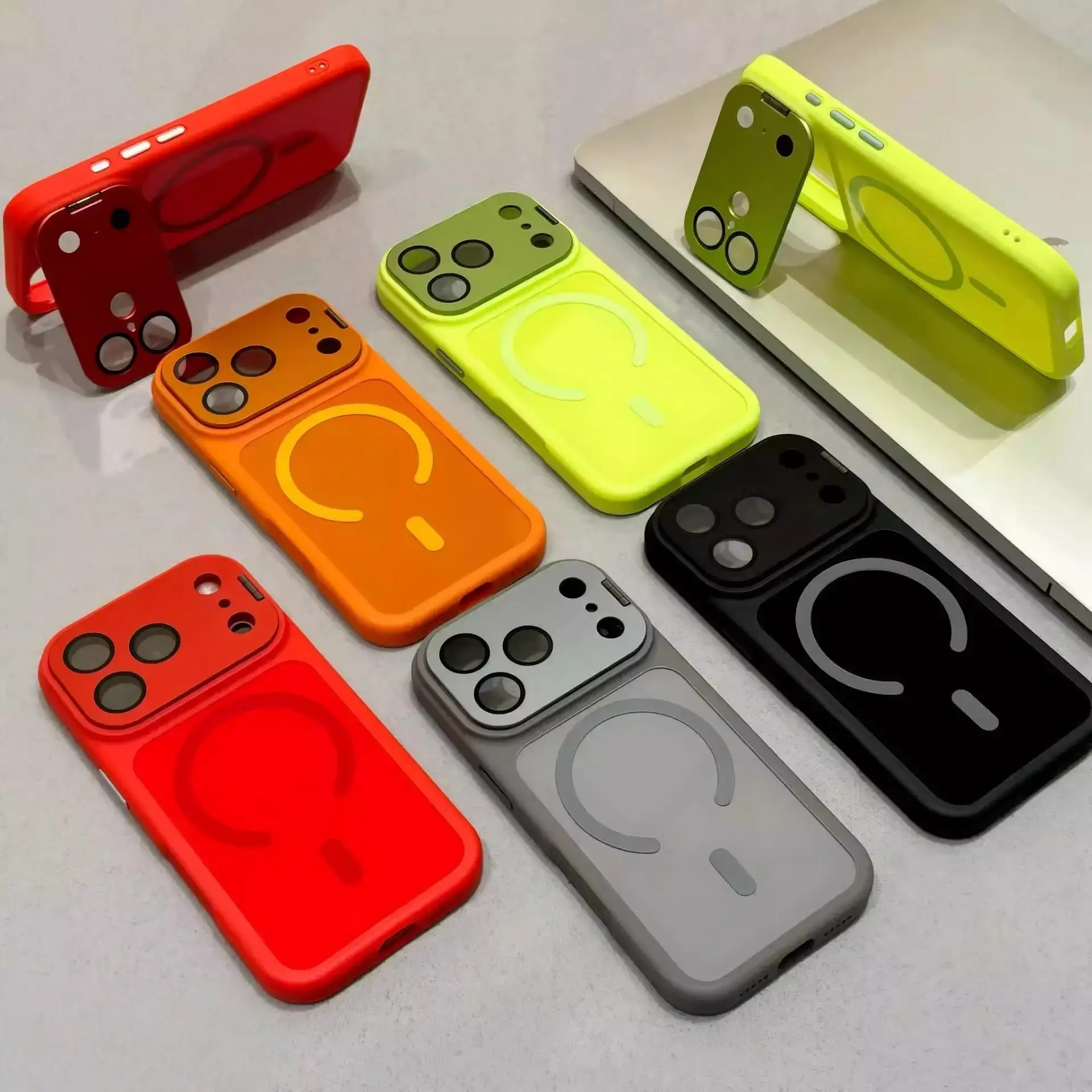 New Lens Cover Kickstand Matte MagneticPhone Case, Shockproof Large CameraWindow Cover For iPhone 12 13 14 15 16 17Promax/Pro/Plus projector 4k iphoone 17phone case iphone cases#YJMBJTZJCXXYKBLACK